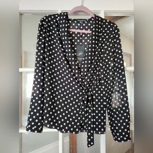 Adrianna Papell polka dot wrap blouse